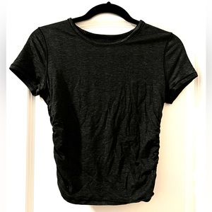 Lululemon Dark Grey T-Shirt with Cinching on the Side. Size: 6